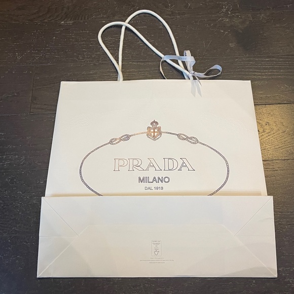 Prada LARGE white shopping bag tote empty storage decoration with ribbon42/20/14 - Picture 8 of 8